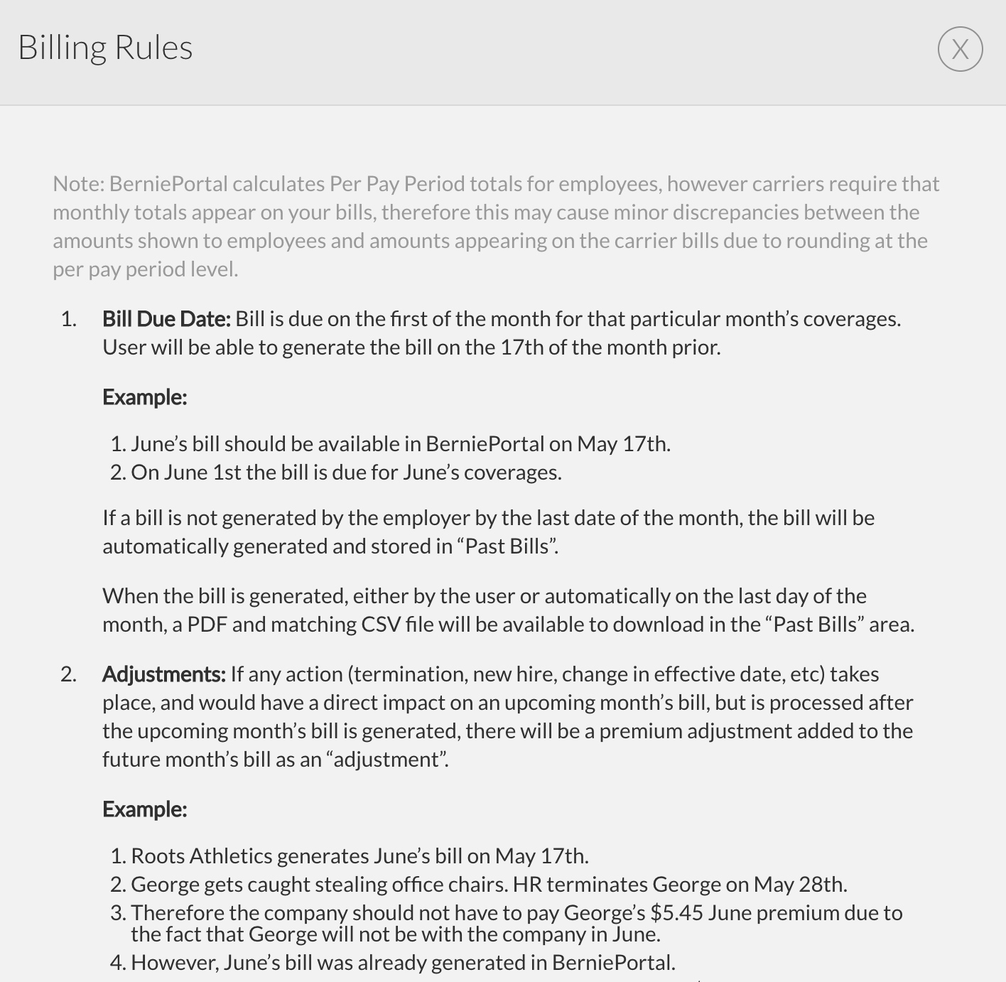 Billing Rules Knowledge Base BerniePortal